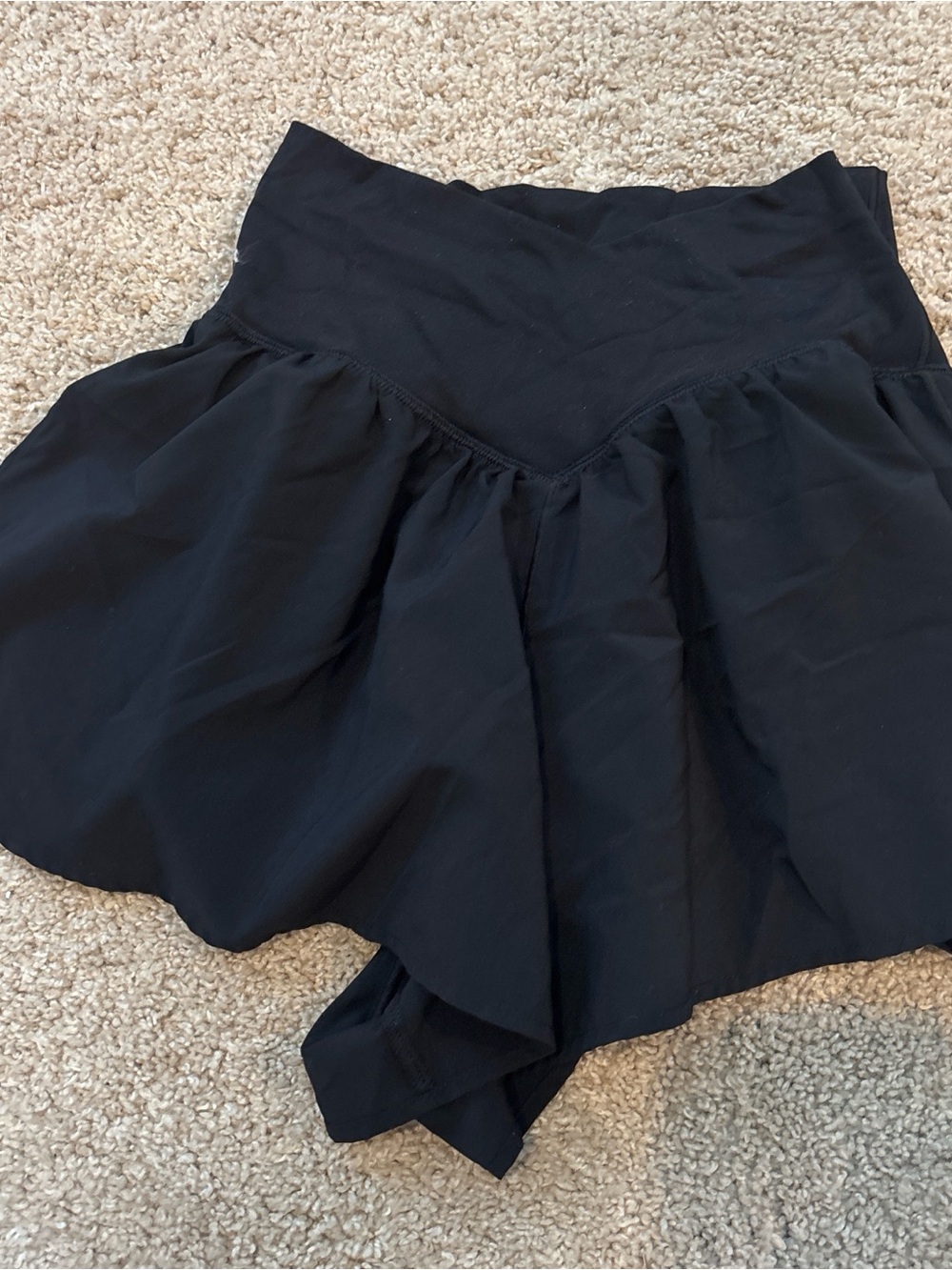 Girls' Black Skort with Flared Skirt Overlay